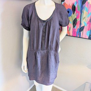 Rebecca Taylor Textured Charcoal Grey 100% Silk Dress